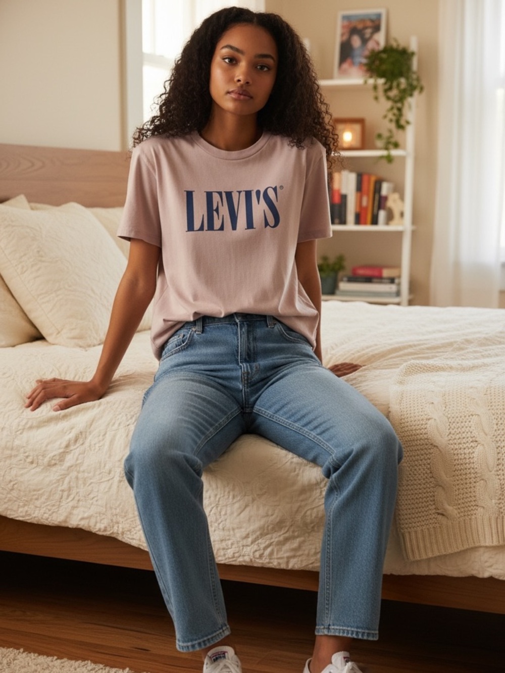 Levi’s Graphic Logo Tee Size Medium Purple Lavender Blue Logo Casual T-Shirt